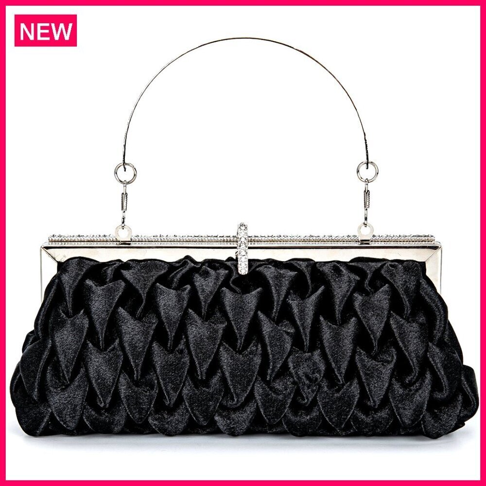 Satin Evening Clutch with Diamante Embellishment for Formal Events